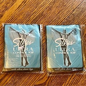 Vintage 2 pairs Silkies Ultra Control Top w/ Ultra Sheer Legs X-Tall Nude NIB